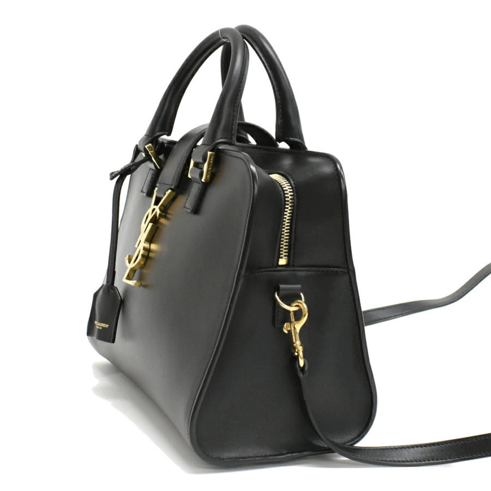 Saint Laurent YSL Cabas Leather Handbag Baby Paris Black